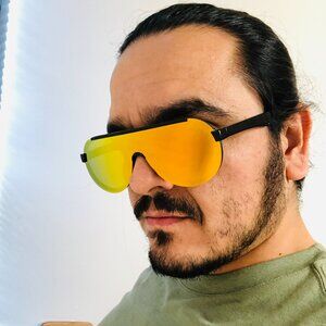 Sports Men Sunglasses Yellow Red Mirror Flat Lens  Shield Lentes‎ Gafas Humbres